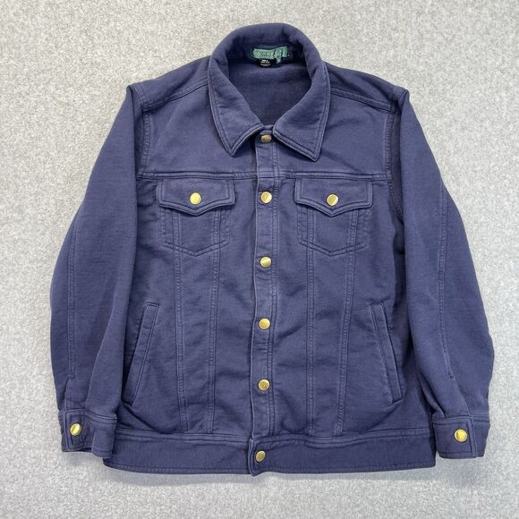 Lauren Ralph Lauren Snap Front Jacket Women’s M Navy Blue Equestrian Hong Kong - Picture 1 of 10